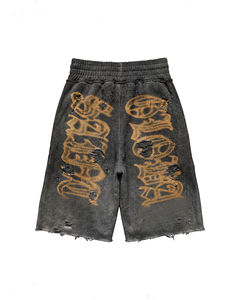 Ensemble 2 pièces de sweats à capuche et shorts de survêtement imprimés et délavés pour hommes, style streetwear personnalisé Rainbow Spray - Product Image 3