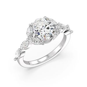 Anillo de compromiso solitario ovalado de 2 quilates con diamante marquesa - Product Image 4