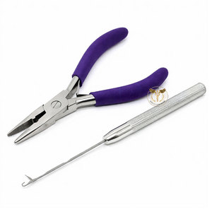 Hair <b>Extension</b> Pliers Blue Handle Stainless Steel <b>Micro</b> Ring Nano Ring Applying Crimping Pliers Hair <b>Extension</b> Tool Salon - Product Image 4