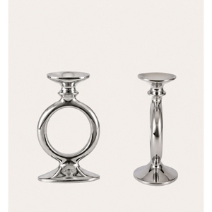 Modern <b>Silver</b> Metal Taper Candle Holder for Wedding Centerpiece Polished Aluminum Geometric Ring <b>Candlestick</b> Stand for Home Dini - Product Image 5