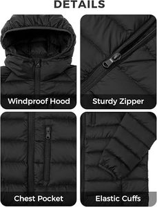<b>Men's</b> Lightweight Windproof Casual Packable Quilted Puffer Jacket Waterproof Winter Hooded Storage <b>Pouch</b> - Product Image 6