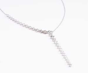 Collier Lariat Délicat en Y en Or Blanc 14K Plaqué Rhodium avec Diamant de Laboratoire, Luxe pour Femme - Meilleure Vente - Product Image 4