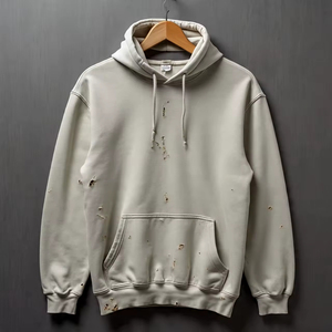 Sweat à capuche pour homme effet vieilli, coupe ample, 100% coton, molleton uni délavé, idéal pour l'hiver, grandes tailles - Product Image 4