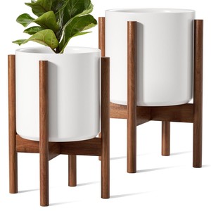 Handcrafted Walnut Wood <b>Ceramic</b> <b>Flower</b> <b>Pot</b> Planter Wholesale | Moradabad - Product Image 2