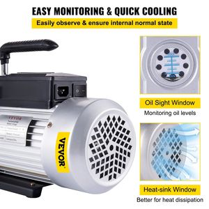 Pompa per vuoto rotativa a palette monostadio da 1 HP, 12 CFM, per condizionamento, 110V, 5PA, per vuoto assoluto, per sistemi HVAC, parte di ricambio per aria refrigerante - Product Image 5