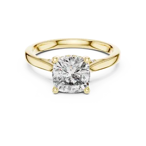 Anillo de compromiso unisex con diamante de laboratorio de dos quilates con corte cojín, oro macizo de dieciocho quilates, halo oculto, joyería de lujo para bodas y fiestas. - Product Image 1