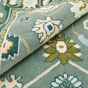 Alfombra Moderna Verde Anudada a Mano con Patrón Abstracto de Lana y Seda, Pelo Plano, Antideslizante, Rectangular para Sala de Estar - Product Image 5