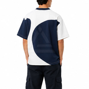 Camisetas de corte cuadrado con estilo, con un moderno diseño de bloques de color, mangas de material de algodón suave para ropa informal y a la moda. - Product Image 4