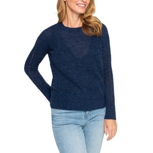 Pull-over d'hiver décontracté pour femme, couleur unie, manches longues, tricoté, 100 % acrylique, respirant, anti-plis, col rond - Product Image 1