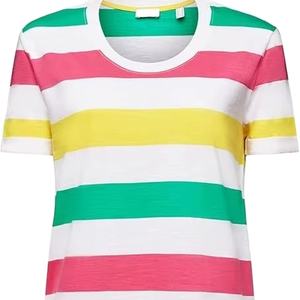 Camiseta de manga corta de algodón con cuello redondo para mujer, Camiseta de punto informal con decoración de logotipo antibolitas de algodón 100% para mujer - Product Image 2