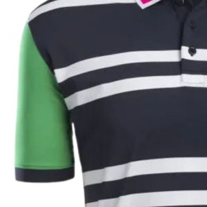 Men's Black Green Sleeve Striped Polo Shirt Short Sleeve Stylish <b>Athletic</b> Apparel Comfortable Wear for Golf Sports - Product Image 4