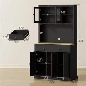 Black Vertical Cutlery <b>Storage</b> Cabinet for <b>Kitchen</b> Organization - Product Image 6