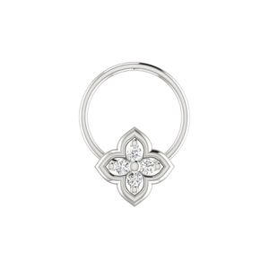 AJRETAIL Women's Ethnic 14K <b>Gold</b> Royal Blossom Design Round Brilliant Cut 0.04ct Natural Diamond Fine Piercing <b>Nose</b> Pin - Product Image 3