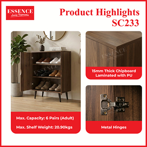 Modern 2 Door Chipboard MDF Board <b>Shoe</b> Cabinet <b>Storage</b> Organizer SC233 Walnut Entryway <b>Shoe</b> Rack Knock Down/DIY 3 <b>Shelves</b> for - Product Image 5