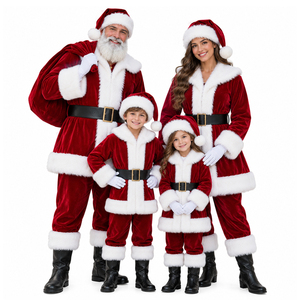 Costume de Père Noël en velours respirant de qualité supérieure, sur mesure, de luxe, pour hommes, femmes et enfants, OEM, ODM, marque privée, Noël - Product Image 1