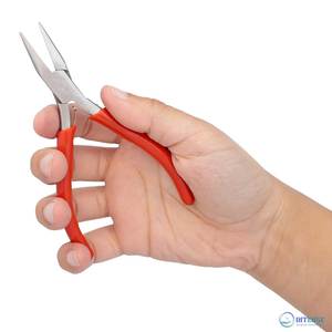 คีมปากแหลมแบบบาง 4.75 นิ้ว หัวสแตนเลสขัดเงา ด้ามจับพีวีซีสีแดงแบบสบายมือ พร้อมสปริงคู่ สำหรับงานเครื่องประดับ - Product Image 2