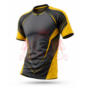 Maillot de football géométrique noir et jaune pour homme, manches courtes, col rond, polyester respirant, coupe athlétique, toutes saisons - Product Image 4