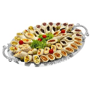 Plateau de service décoratif pour chocolats au design fantastique, qualité supérieure, ovale, en métal argenté, pour événements et fournitures de fête - Product Image 2