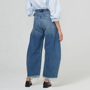 กางเกงยีนส์ผู้หญิงทรงหลวมเอวกลางขากว้าง Y2K ลำลองจีบระบายอากาศได้ดีซักได้กางเกงยีนส์ผู้หญิงใส่สบายฤดูใบไม้ผลิฤดูร้อน - Product Image 3