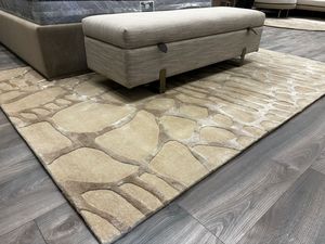 Alfombra OMTS Hecha a Mano con Lana y Seda, Diseño Geométrico Moderno, Extra Gruesa, para Uso Comercial y Doméstico - Product Image 3