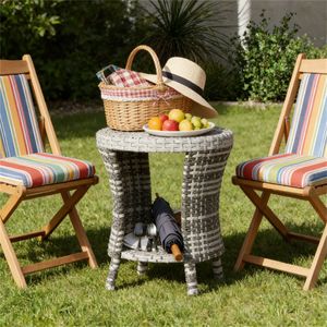 Tavolino da Caffè Grigio Misto per Esterni, Tavolino Laterale per Terrazza e Giardino, Solo Arredamento da Patio - Product Image 1