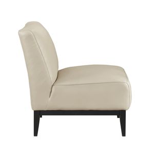 Lussuosa Poltrona in Pelle Beige con Cuscino Resistente e Schienale in Legno Massello, Comodo Arredo per Soggiorno - Product Image 3