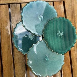 Ensemble de sous-verres carrés en résine faits à la main, diamètre 350 mm, design artistique moderne pour la décoration de table basse, accessoire cadeau pour la maison - Product Image 2