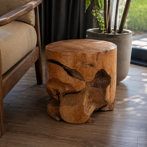 ARTERRA Luxury Teak Root Cylinder <b>Stool</b>-Rustic Design for Warehouse Hotel & Apartment Living Spaces - Product Image 2