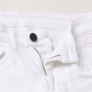 Pantalon décontracté pour homme en denim blanc coupe slim droite, extensible, délavé, effet usé, style streetwear, 100% coton léger, OEM - Product Image 6