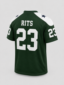 Camiseta de Fútbol Americano RITS para Hombre, Verde y Blanca, Número 23, Cuello en V, Manga Corta, Poliéster que Absorbe la Humedad, Ropa Deportiva de Equipo, Precio Económico - Product Image 4