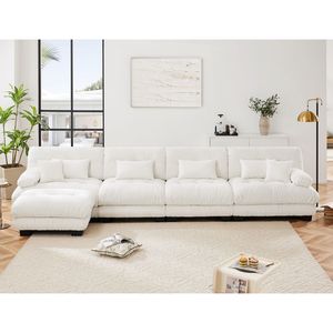 Divano Componibile Modulare Confortevole a 4 Posti a L con Pouf Convertibile, Combinazione Libera per Soggiorno, Comfy Cloud - Product Image 2