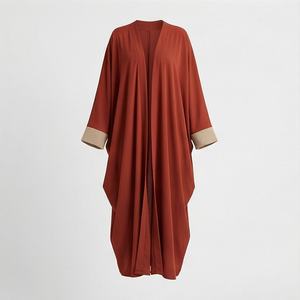 Nuevo Conjunto de Abaya y Hiyab Abiertos, Tela de Alta Calidad, Vestido para Eid con Mangas Largas, Color Personalizado, Moda Modesta, Calidad Premium - Product Image 1