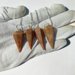 Pendentif en cristal de pierre de lune pêche naturelle, cônes de pierre polis et facettés pour le Reiki, la méditation, la radiesthésie, cadeau - Product Image 3