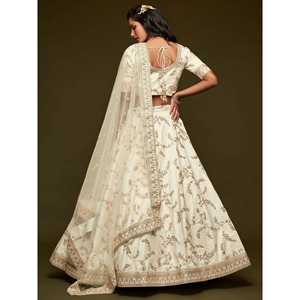Agréable Fil Blanc Broderie Art Soie Mariage Lehenga Choli - Product Image 1