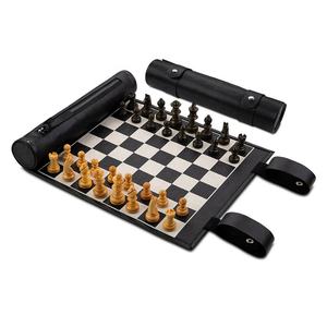 High Grade Personalized Roll-up Engraved Leather Chess Set Premium Game Accessory for Indoor Outdoor <b>Entertainment</b> - Product Image 1