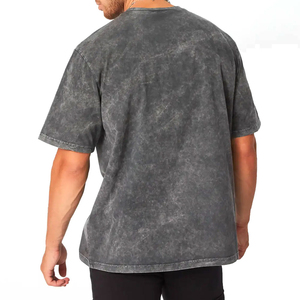 Camisetas Personalizadas Lisas de Algodón 100% con Hombros Caídos y Cuello Redondo, Estilo Vintage con Lavado Ácido para Hombre - Product Image 2