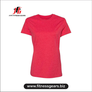 Just Fitness Gears Women's Red Crew Neck Short Sleeve T-Shirt Solid Color Breathable Knitted Cotton Casual Wear - Product Image 1