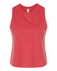 Débardeur court rouge sans manches pour femme avec logo personnalisé, tricoté, uni, décontracté, col rond - Product Image 1