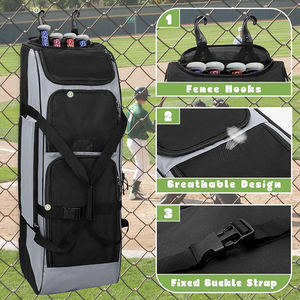 Sac de baseball à roulettes grande capacité Bagnex 5070L, sac de sport imperméable pour équipement de softball avec roues, 600D personnalisable pour hommes et femmes - Product Image 5