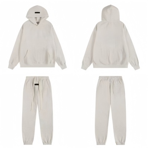 Ensemble sweat-shirt et pantalon de survêtement en coton unisexe pour hommes et femmes, streetwear décontracté avec logo ESS, tenue confortable en 2 pièces - Product Image 1