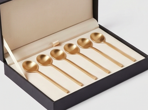 Cuillère ronde moderne en acier inoxydable doré avec long manche pour table à manger cuisine servant des desserts et des soupes - Product Image 6