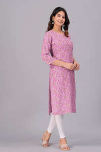 Women Pink Printed <b>Kurti</b> Ethnic Casual Wear <b>Kurti</b>, Embroidery Work <b>Kurti</b> , Trendy <b>Kurti</b> , New Kurta - Product Image 2
