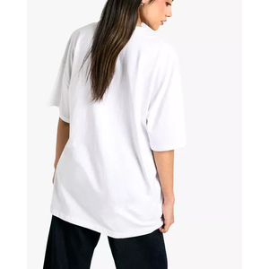Top Trending Custom <b>Women's</b> <b>White</b> Crew Neck <b>Short</b> <b>Sleeve</b> T-<b>Shirt</b> Regular Fit Loose Cotton Jersey Breathable Casual Letter Print - Product Image 3