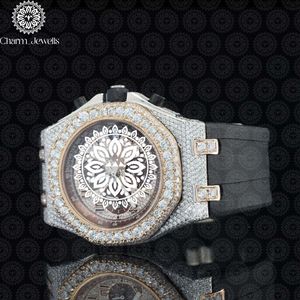 Montre de luxe Charm_Jewells en acier inoxydable, boîtier 40 mm, mouvement mécanique analogique, pour homme, style vintage, accents de diamants, 10 bars - Product Image 4