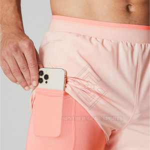 Best Selling High Quality Solid <b>Mid</b> Waist Double <b>Layer</b> Shorts Custom Made Casual Wear Men - Product Image 4