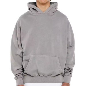 Sweat-shirt à capuche en molleton de coton, coupe ample et oversize, style streetwear vintage, poids lourd, grande taille, avec logo personnalisé pour hommes - Product Image 1
