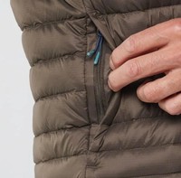 Veste matelassée à capuche, rembourrée de duvet, coupe-vent, hiver, décontractée, fermeture éclair, coupe classique, marron avec rayures bleues et beiges CP-MPJ-11