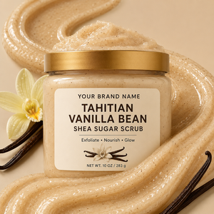 OEM Private Label Tahitian Vanilla Bean Shea Sugar <b>Body</b> <b>Scrub</b> Wholesale Exfoliating Moisturizing <b>Body</b> Polish with Shea Butter - Product Image 1