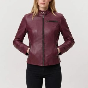 Burgundy Red Sheep Leather Jacket, Angel <b>Wings</b> Made In Heaven Embroidery, <b>Halloween</b> Cosplay Costume - Product Image 3