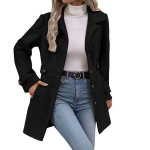 Gabardina Unisex para Mujer, Estilo Doble Botonadura con Cinturón, Abrigo Largo Elegante, Cortavientos, Logotipo Personalizado - Product Image 4